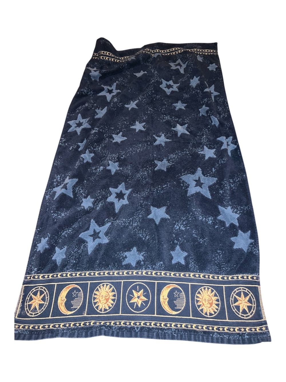 Vintage Celestial BATH Towel set Home Trends blue stars moon sun GUC Y2K cosmic